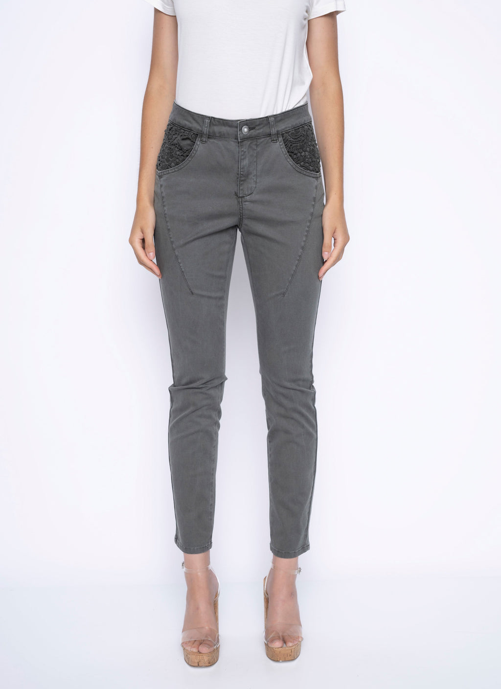 KADOU BOUTIQUE Picadilly Lace Pocket Detail Pants — main product shot