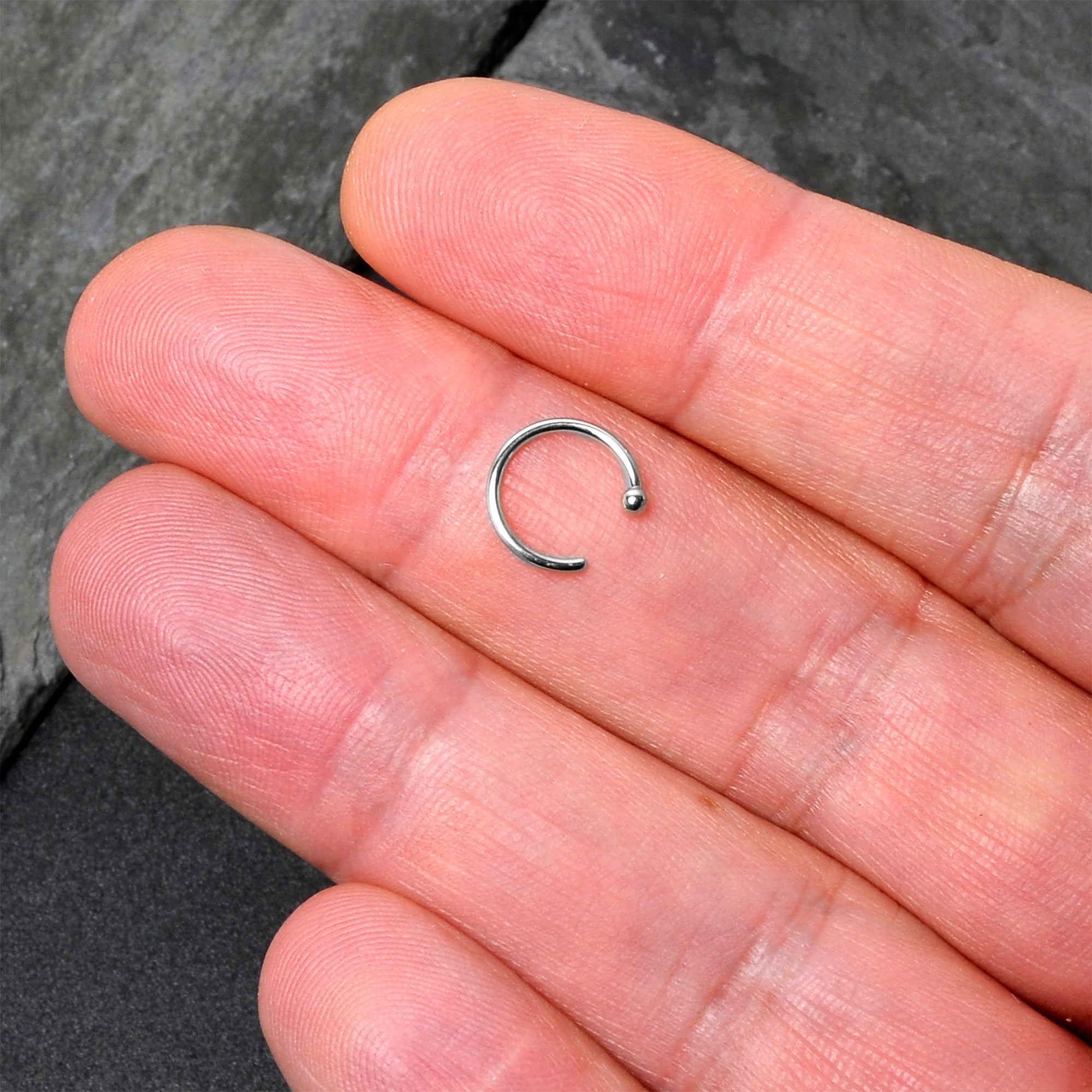 BodyCandy 20G 5/16 Solid 14K White Gold Nose Hoop — color detail
