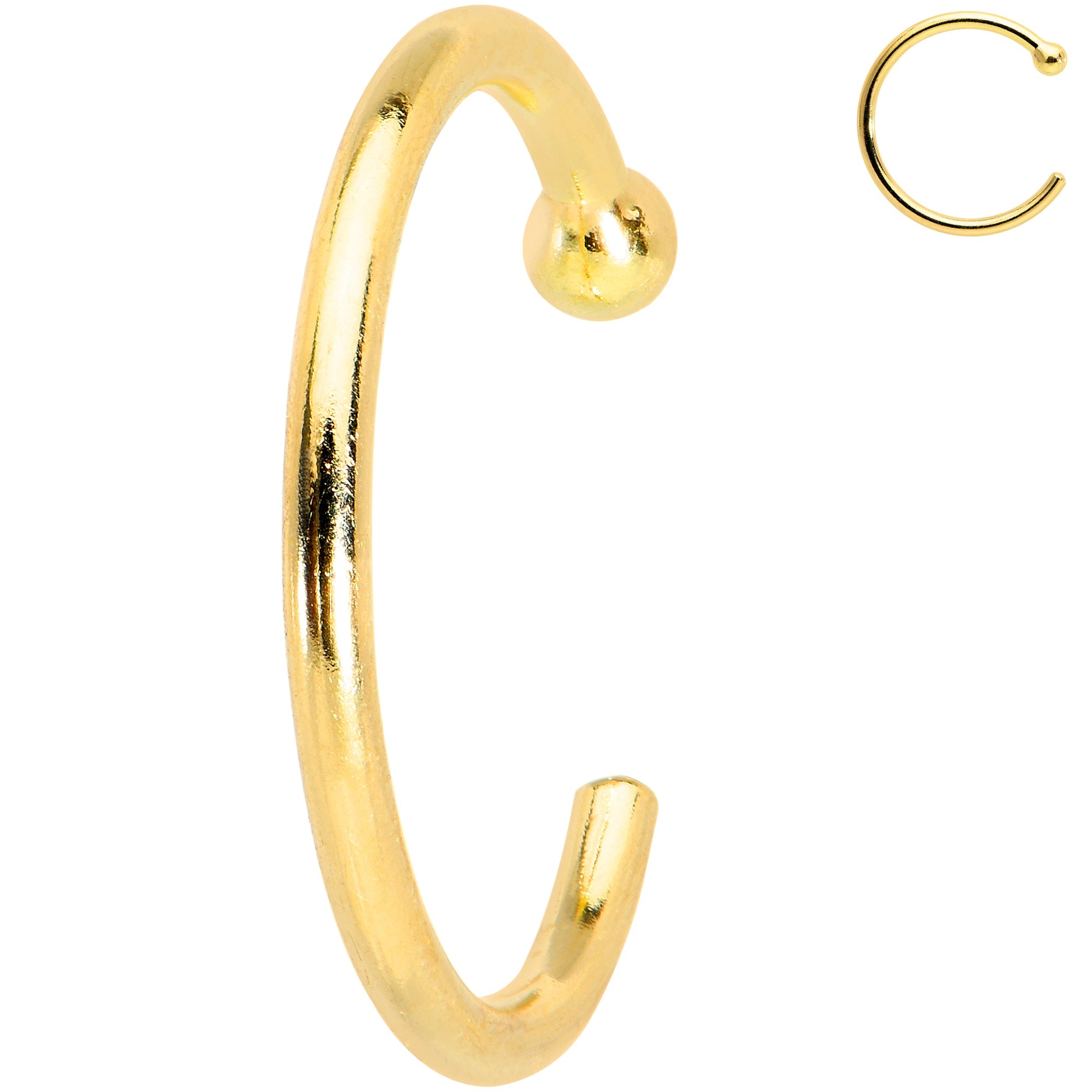 BodyCandy 20G 5/16 Solid 18K Yellow Gold Nose Hoop — size reference