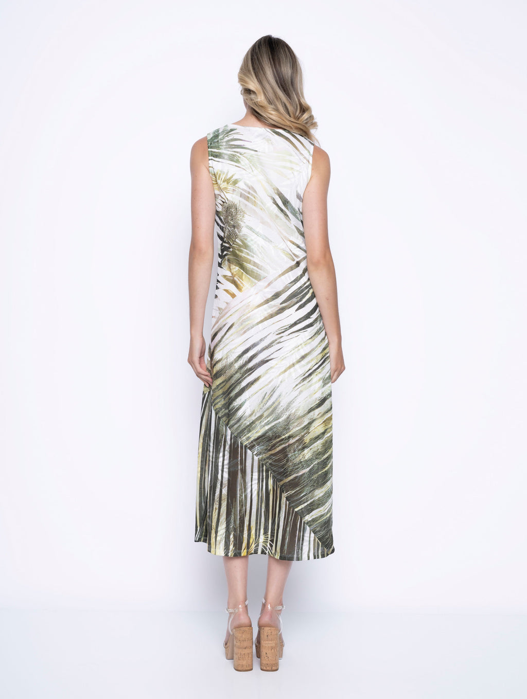 KADOU BOUTIQUE Picadilly Sleeveless Leaf Print Dress — detail close-up