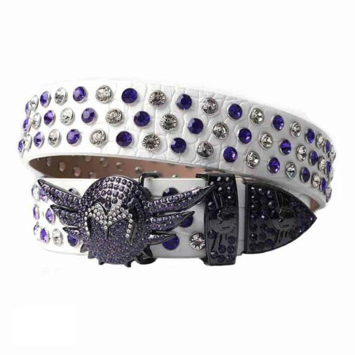 Rhinestone Belt Store Rhinestone Belt Store Black Strap with Mixed Rhinestones Rhinestones — Angel… — main product shot