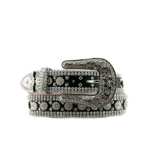 Rhinestone Belt Store Rhinestone Belt Store Black Strap with Crystal Studs Rhinestones — Angel Ranch… — main product shot