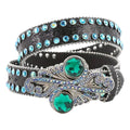 Rhinestone Belt Store Rhinestone Belt Store Black Strap with Black Rhinestones Rhinestones — Emerald… — main product shot