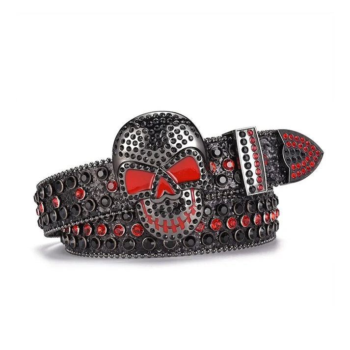 Rhinestone Belt Store Rhinestone Belt Store Black Strap with Black & Red Rhinestones — Standard… — main product shot