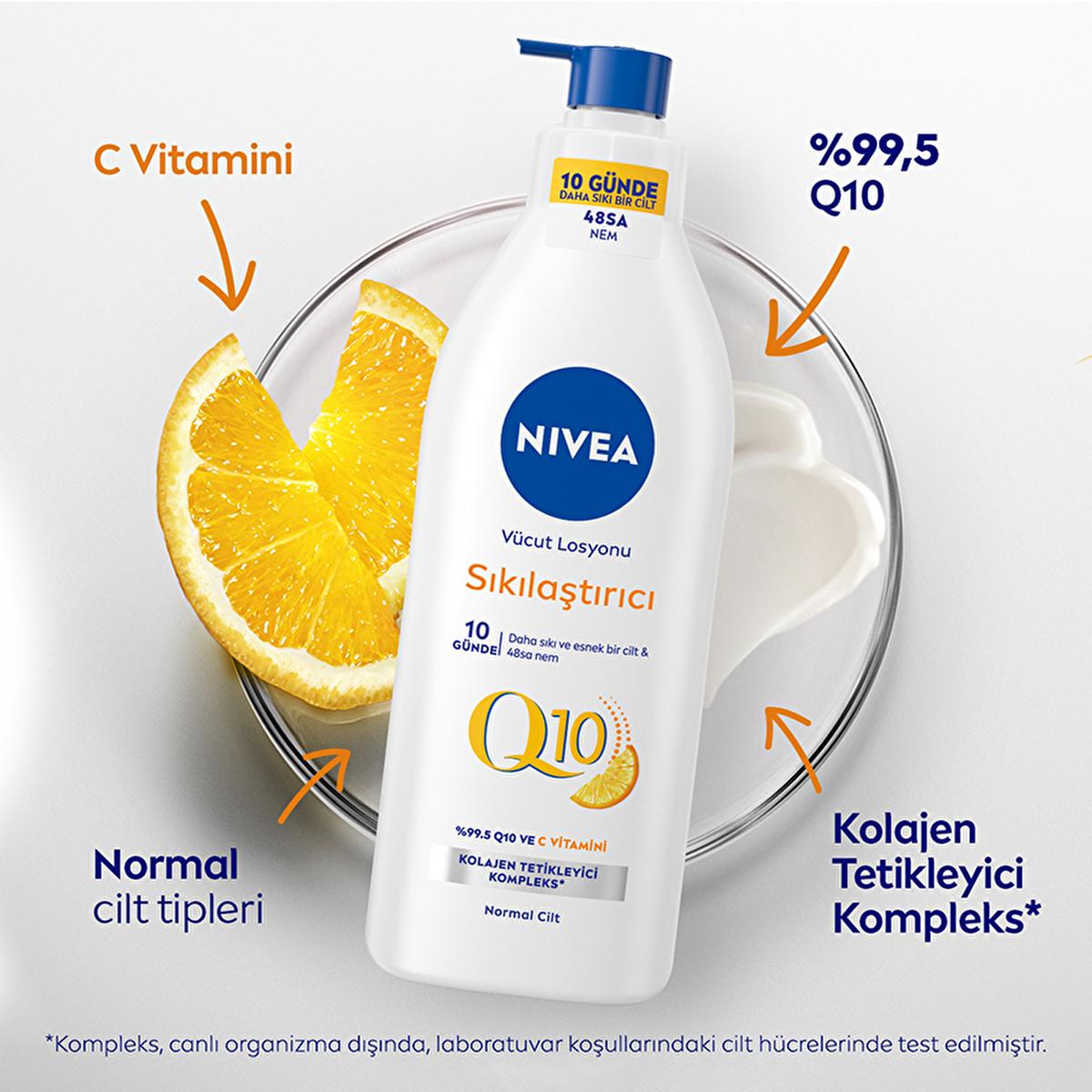 Nivea Q10 Firming Body Lotion - Visibly Tightens Skin in 10 Days, Intense 48-Hour Moisture - With Vitamin C & Collagen Booster, Fast Absorbing