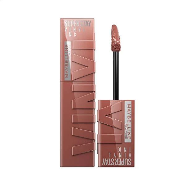 Maybelline Super Stay Vinyl Ink Lipstick - Long-Lasting Nude Shades with High-Shine Finish