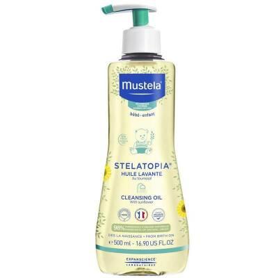 Mustela Stelatopia Cleansing Oil for Dry Skin - Natural, Vegan, Dermatologically Tested Baby Skincare
