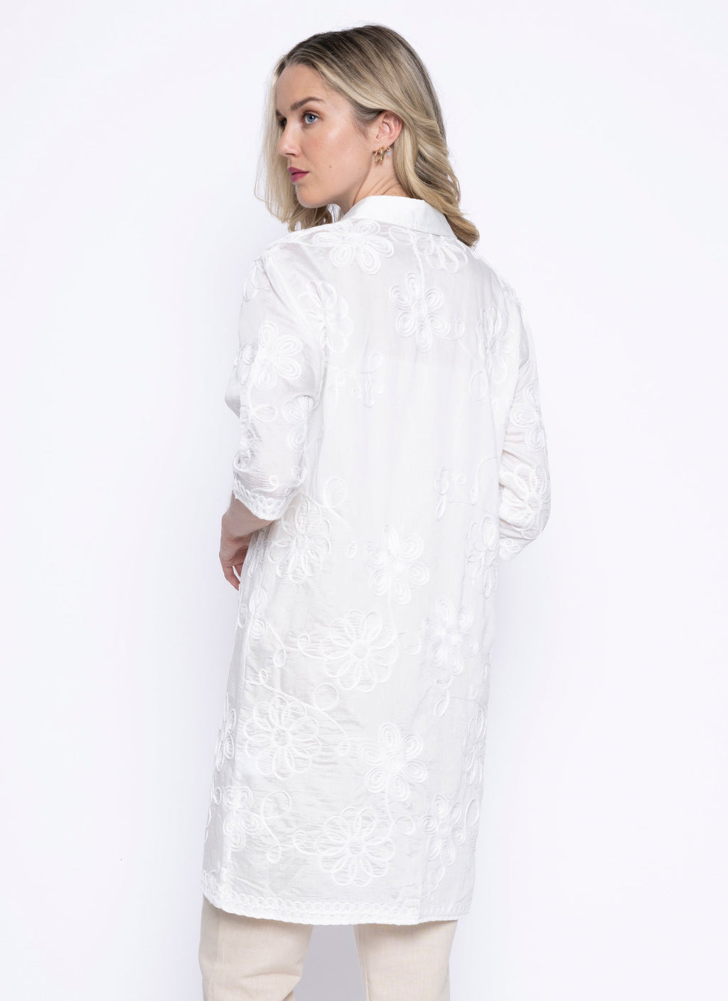 KADOU BOUTIQUE Picadilly Embellished Long Shirt — detail close-up