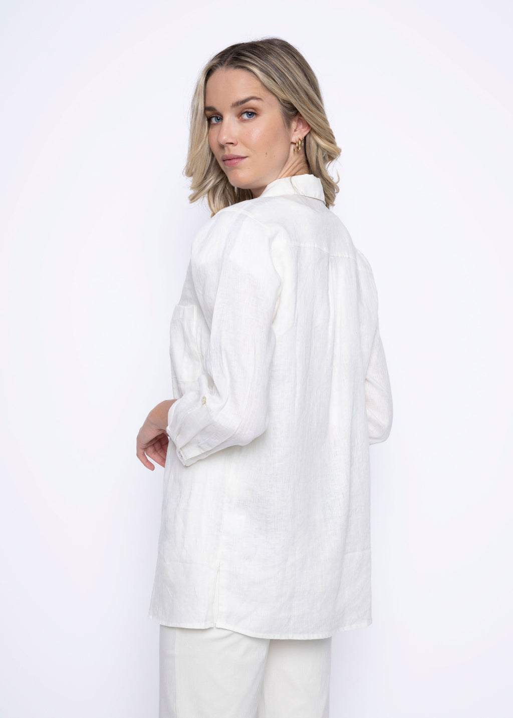 KADOU BOUTIQUE Picadilly 3/4 Sleeve Button Down Shirt — side view