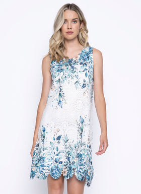 Picadilly Sleeveless Printed Lace Dress