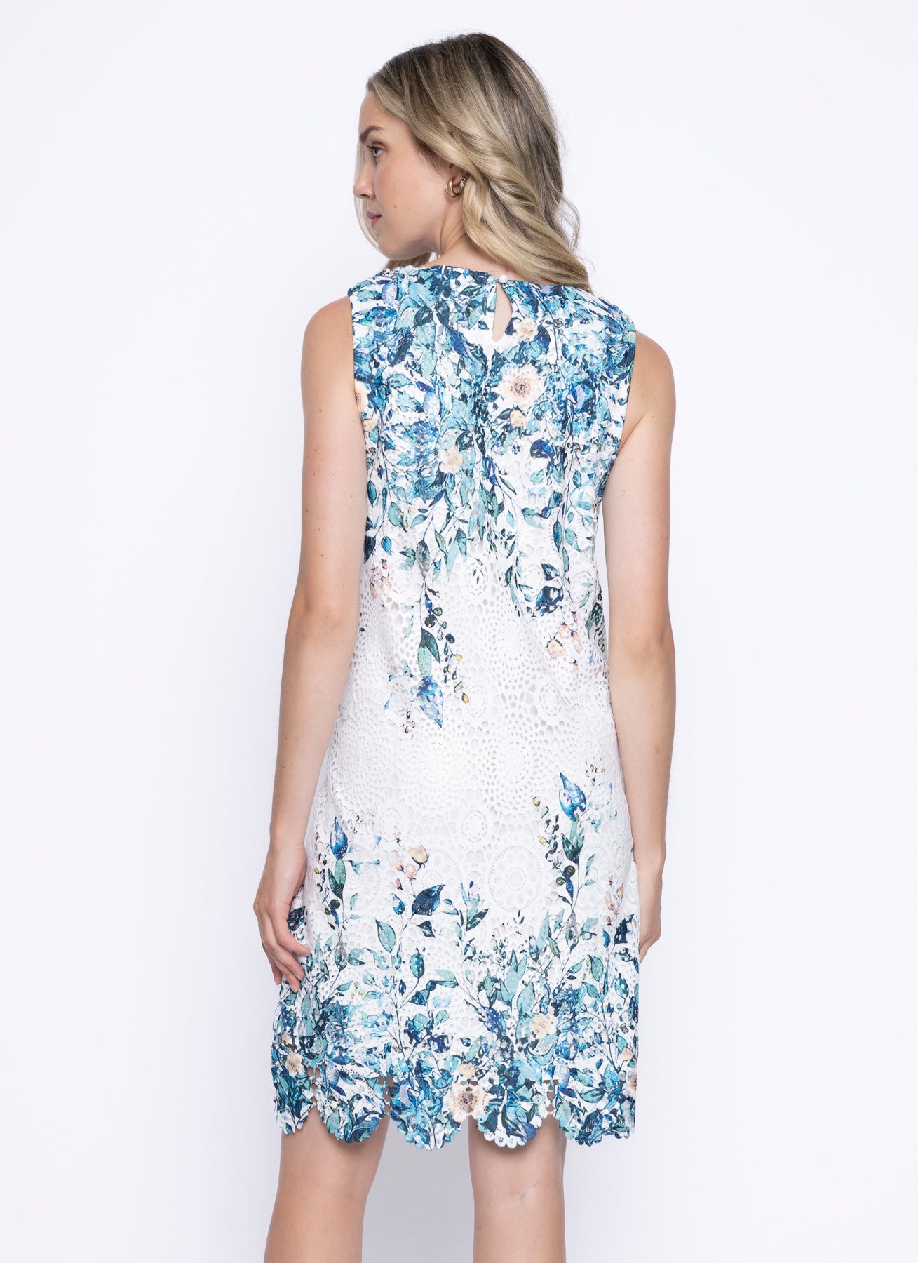 KADOU BOUTIQUE Picadilly Sleeveless Printed Lace Dress — detail close-up