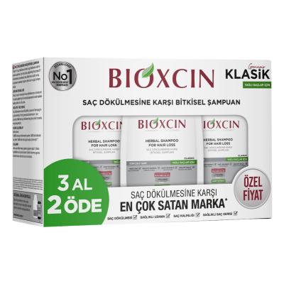 Bioxcin Klasik Shampoo for Oily Hair, Anti Hair Loss, 3x300ml - Gentle, Paraben-Free, Genesis Technology