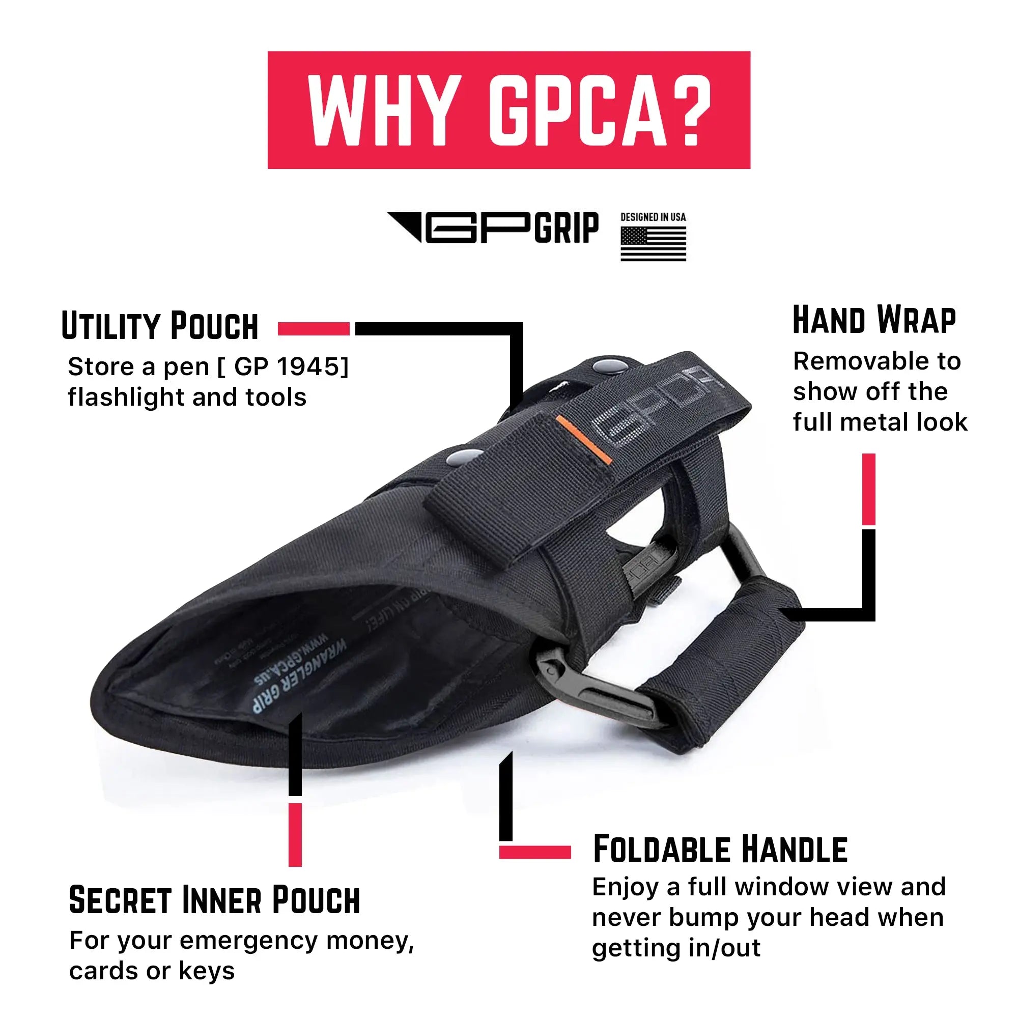 GPCA GP-Grip PRO Foldable Color Handles — Jeep Wrangler (2007–2023) — product on model