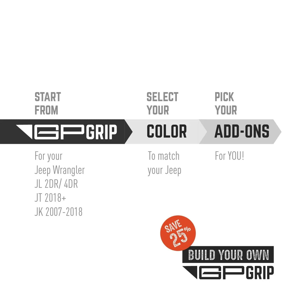 GPCA GP-Grip PRO Foldable Color Handles — Jeep Wrangler (2007–2023) — lifestyle context