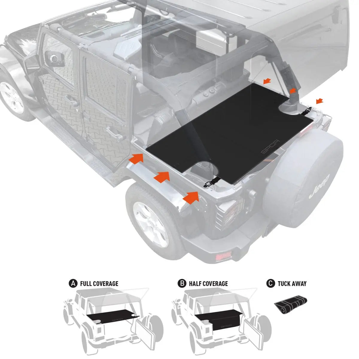 GPCA Jeep Wrangler JK 4DR Cargo Freedom Pack LITE (2007-2018) — detail close-up