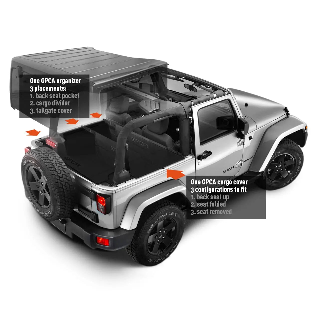 GPCA Jeep Wrangler Cargo Freedom Pack JK 2DR (2007-2018) — main product shot