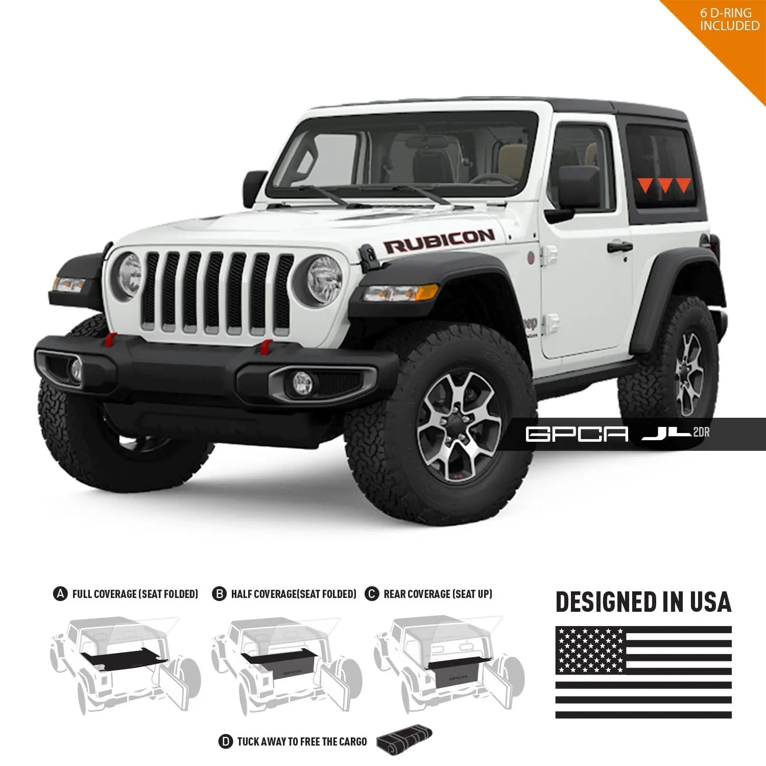 GPCA Jeep Wrangler JL 2DR Cargo Cover (2018+) — comparison shot
