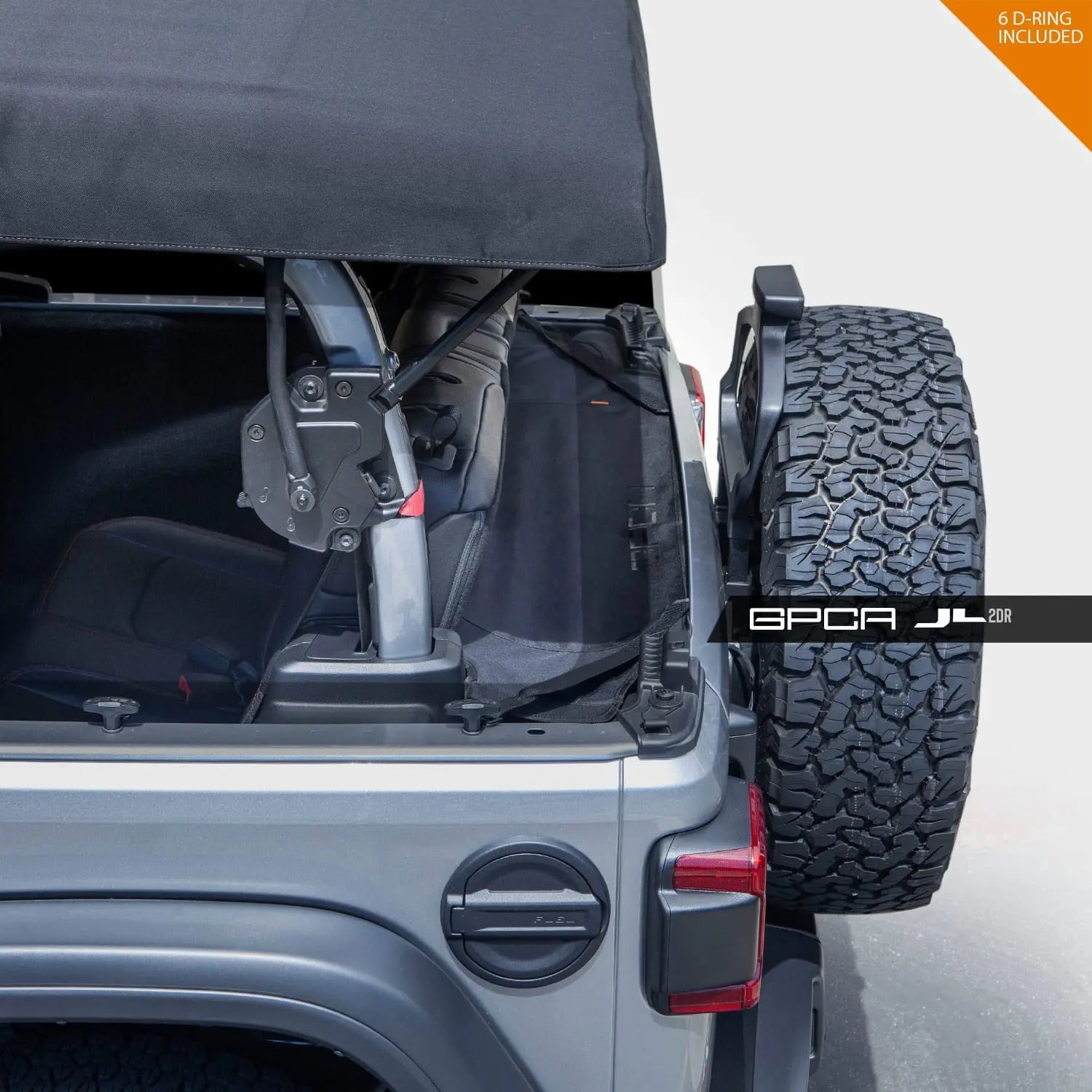 GPCA Jeep Wrangler JL 2DR Cargo Cover (2018+) — size reference