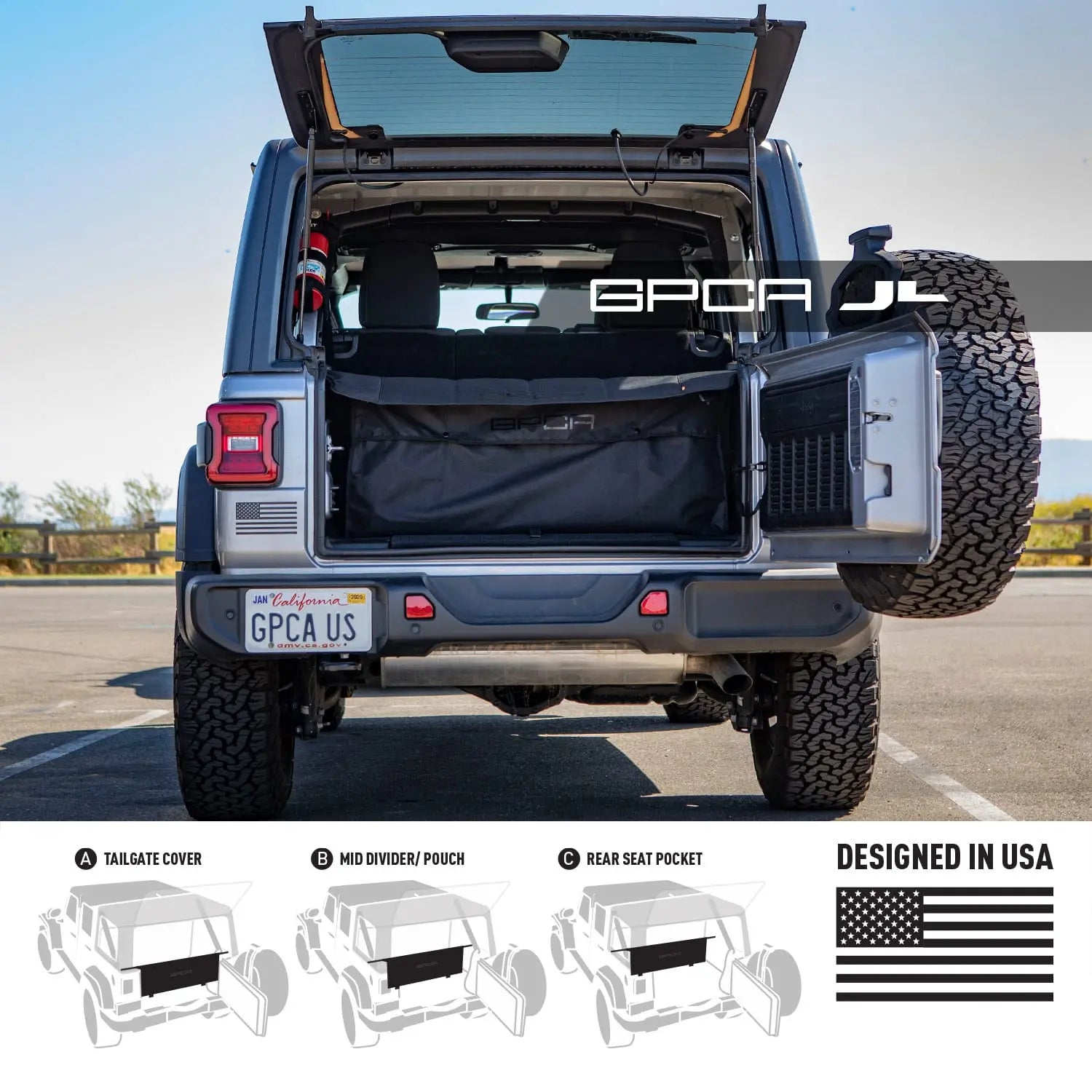 GPCA Jeep Wrangler JL 4DR Cargo Cover LITE (2018+) — product on model