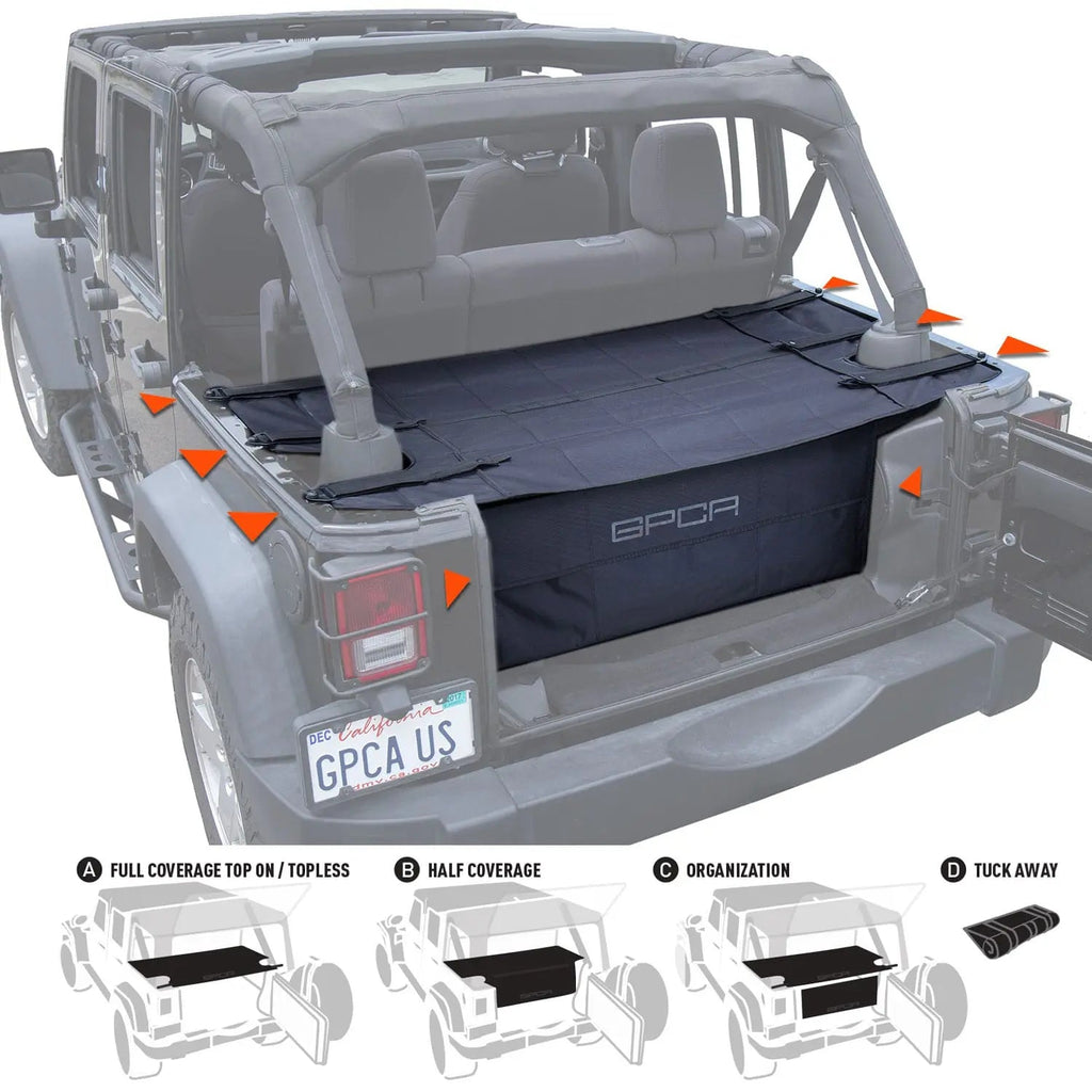 GPCA GPCA Jeep Wrangler JK 4DR Cargo Cover PRO Freedom Pack (2007-2018) — main product shot