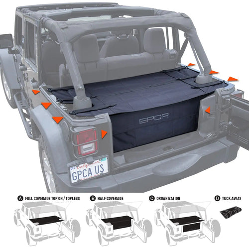 GPCA GPCA Jeep Wrangler JK 4DR Cargo Cover PRO Freedom Pack (2007-2018) — main product shot