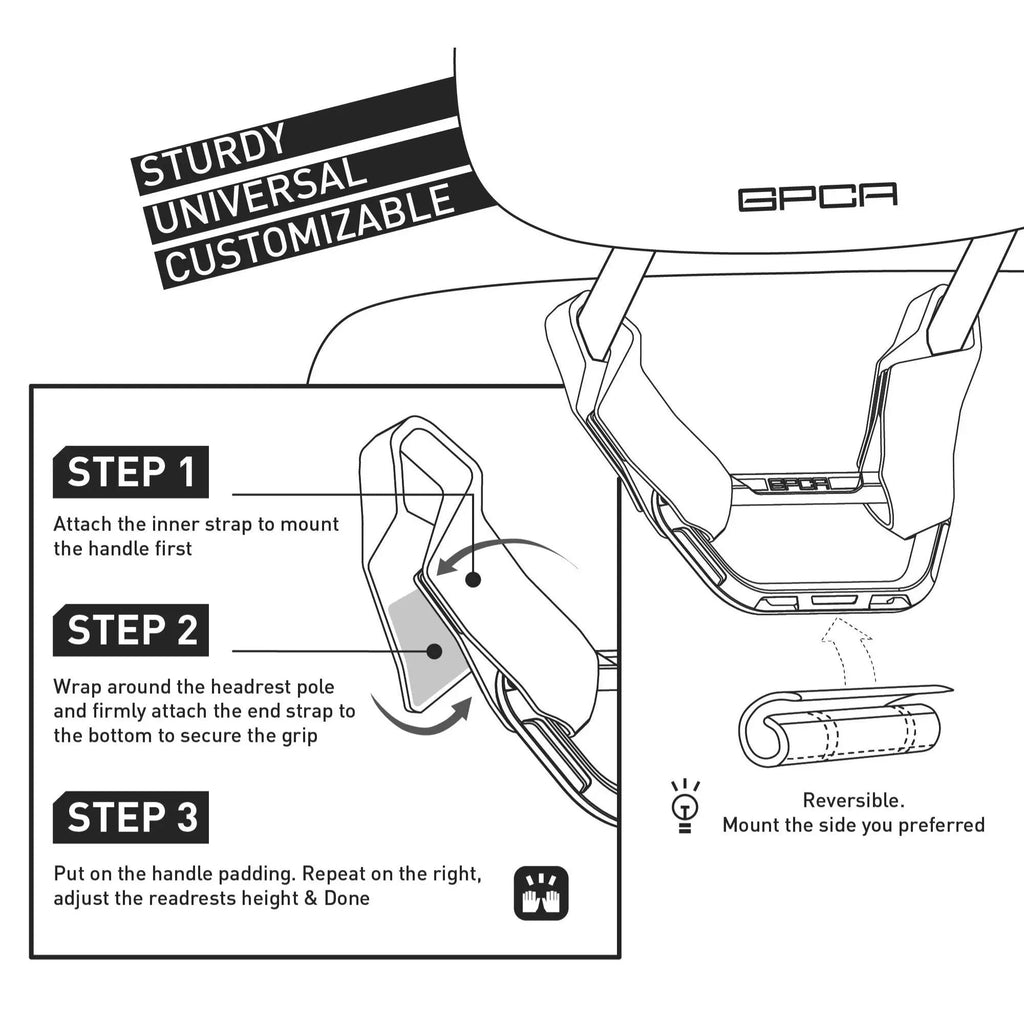 GPCA GP Back Grip PRO — Rear Headrest Handles for All Cars & Trucks — color detail