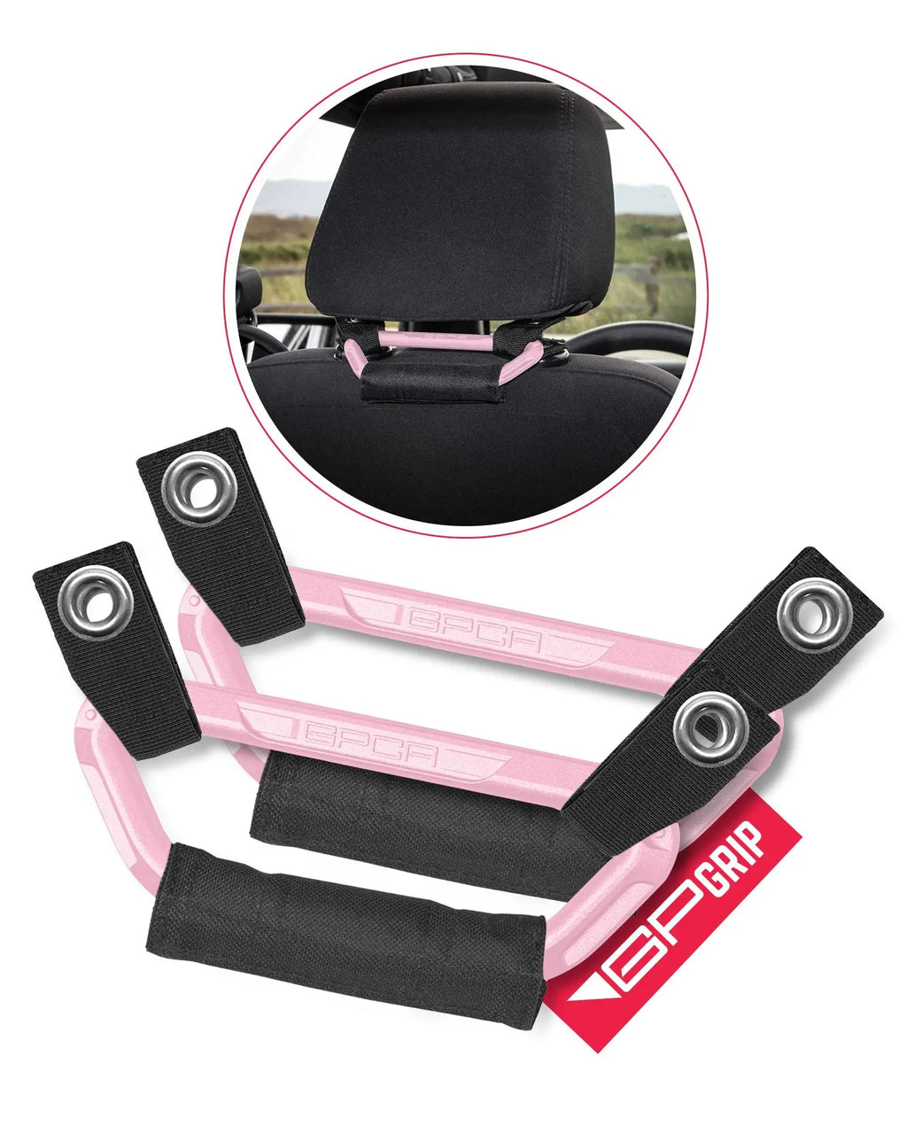 GPCA GP Back Grip PRO — Rear Headrest Handles for All Cars & Trucks — fabric or material detail