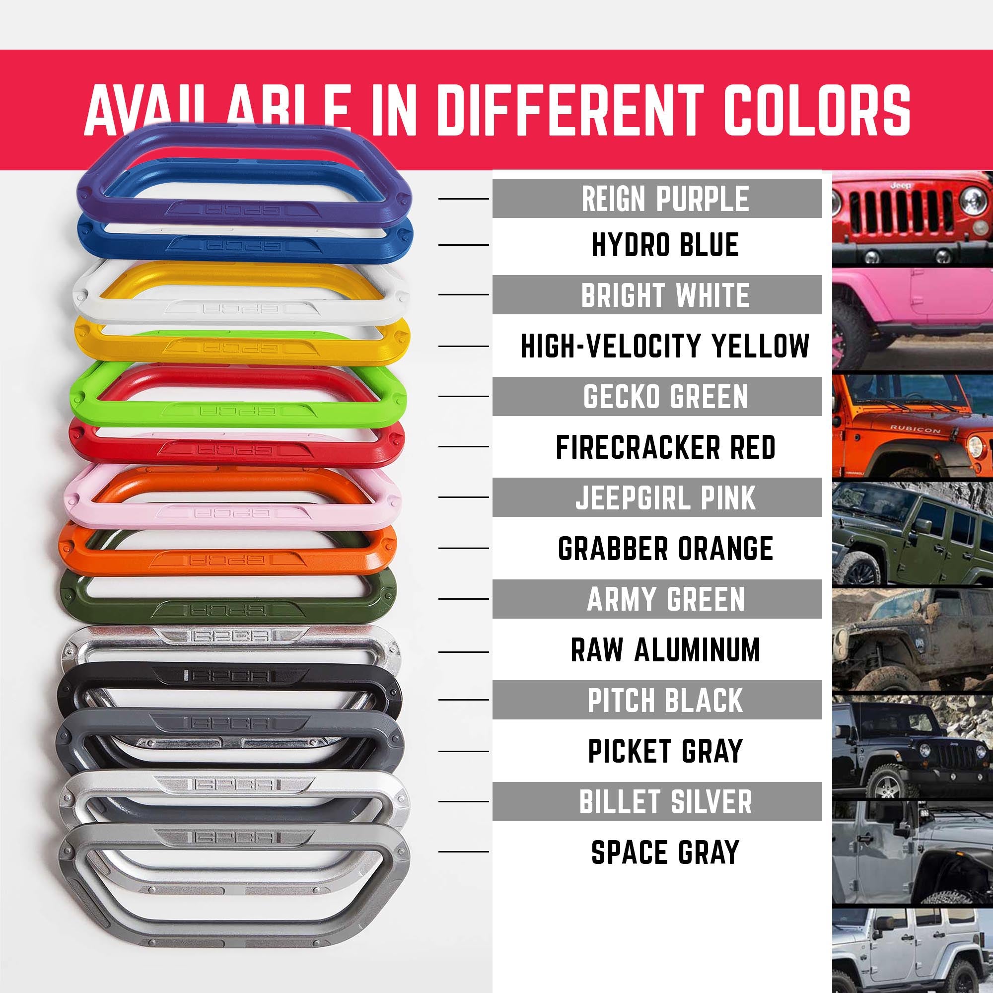 GPCA GP-Grip PRO Foldable Color Handles — Jeep Wrangler (2007–2023) — detail close-up