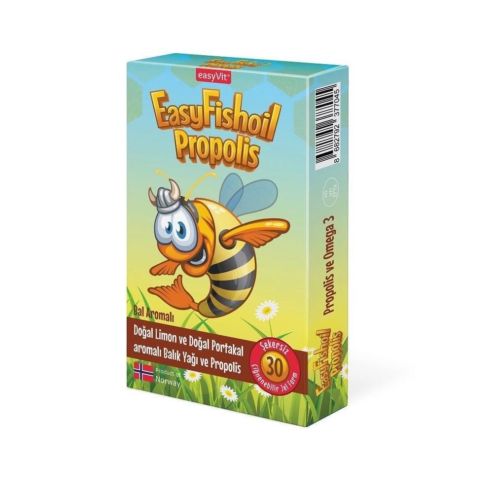 EasyFishoil - Omega 3 for Children, Chewable Jelly Tablets with Propolis & Vitamin A