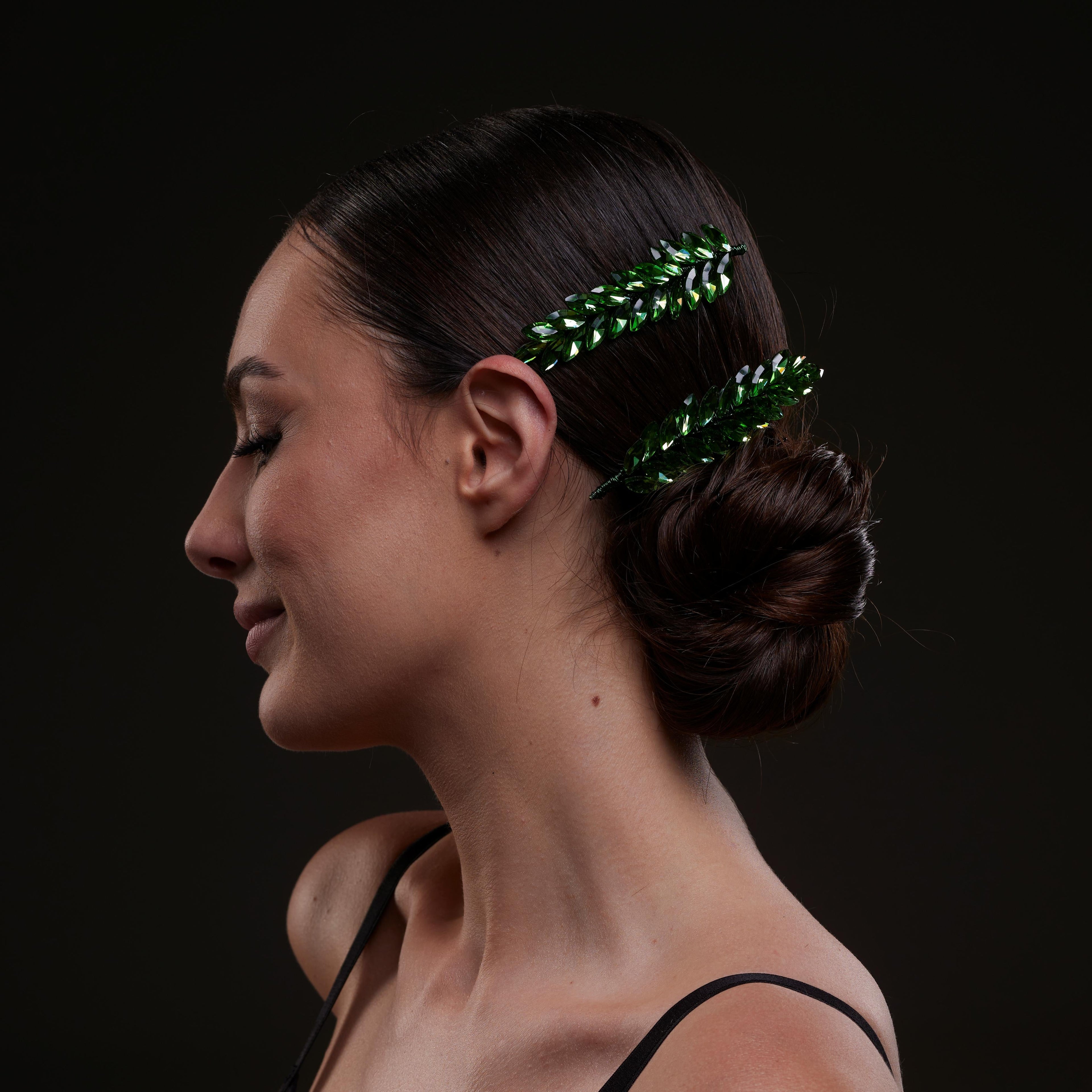 Elegant Green Crystal 2-Piece Hair Comb Set – Bridal Port, view 6