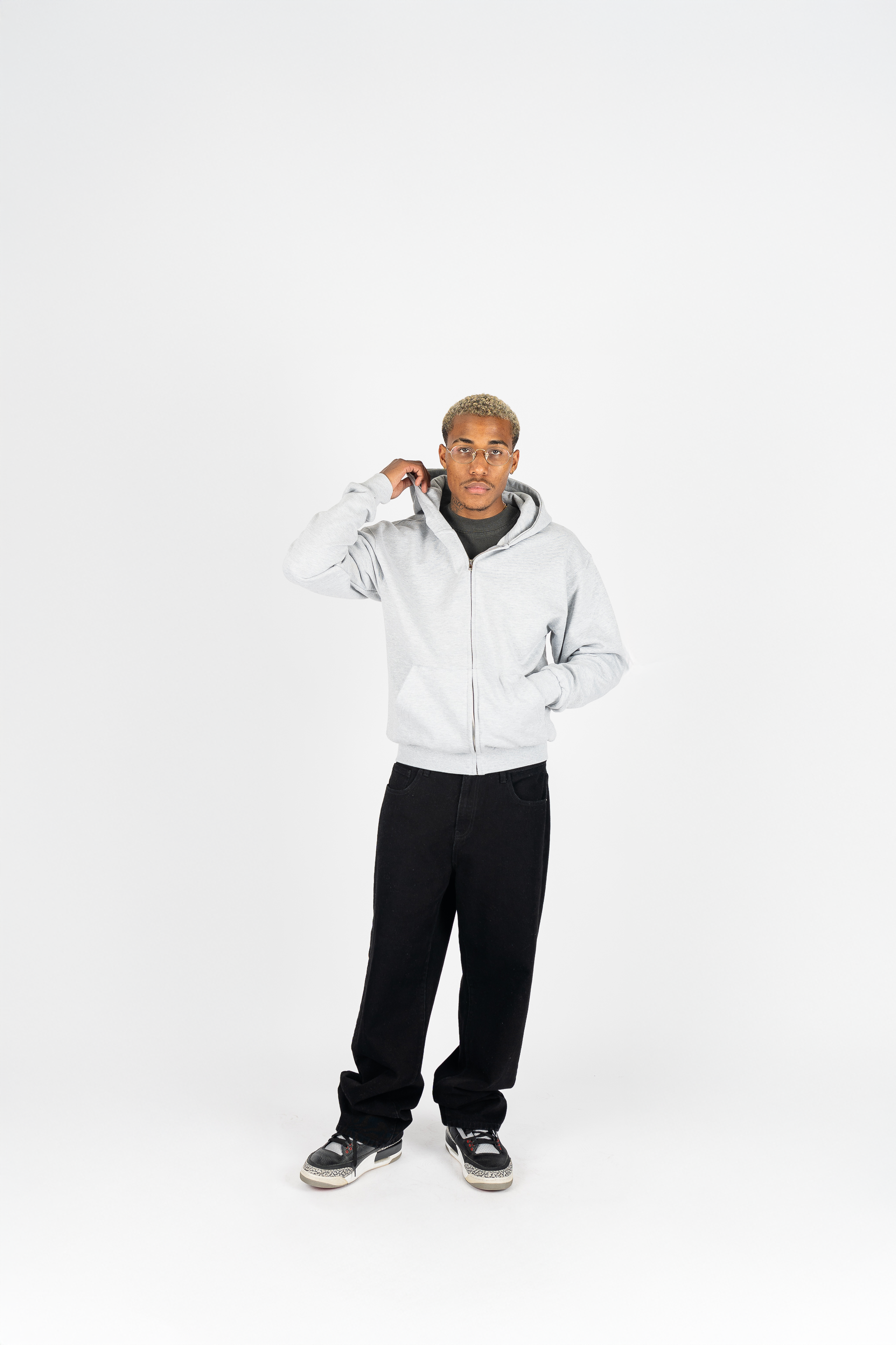 Superline Heavyweight Boyfriend Zip Up — in-use photo