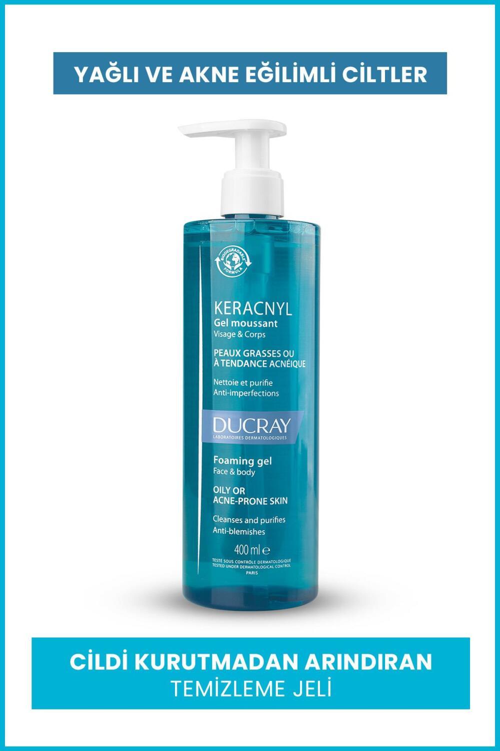 Ducray Keracnyl Foaming Gel 400ml - Acne Treatment Cleansing Gel for Oily Skin