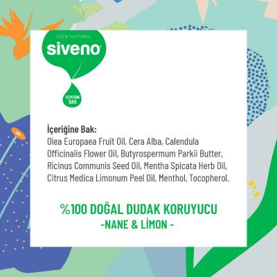 Siveno Natural Lip Balm with Mint & Lemon - Cruelty-Free, Organic Lip Care