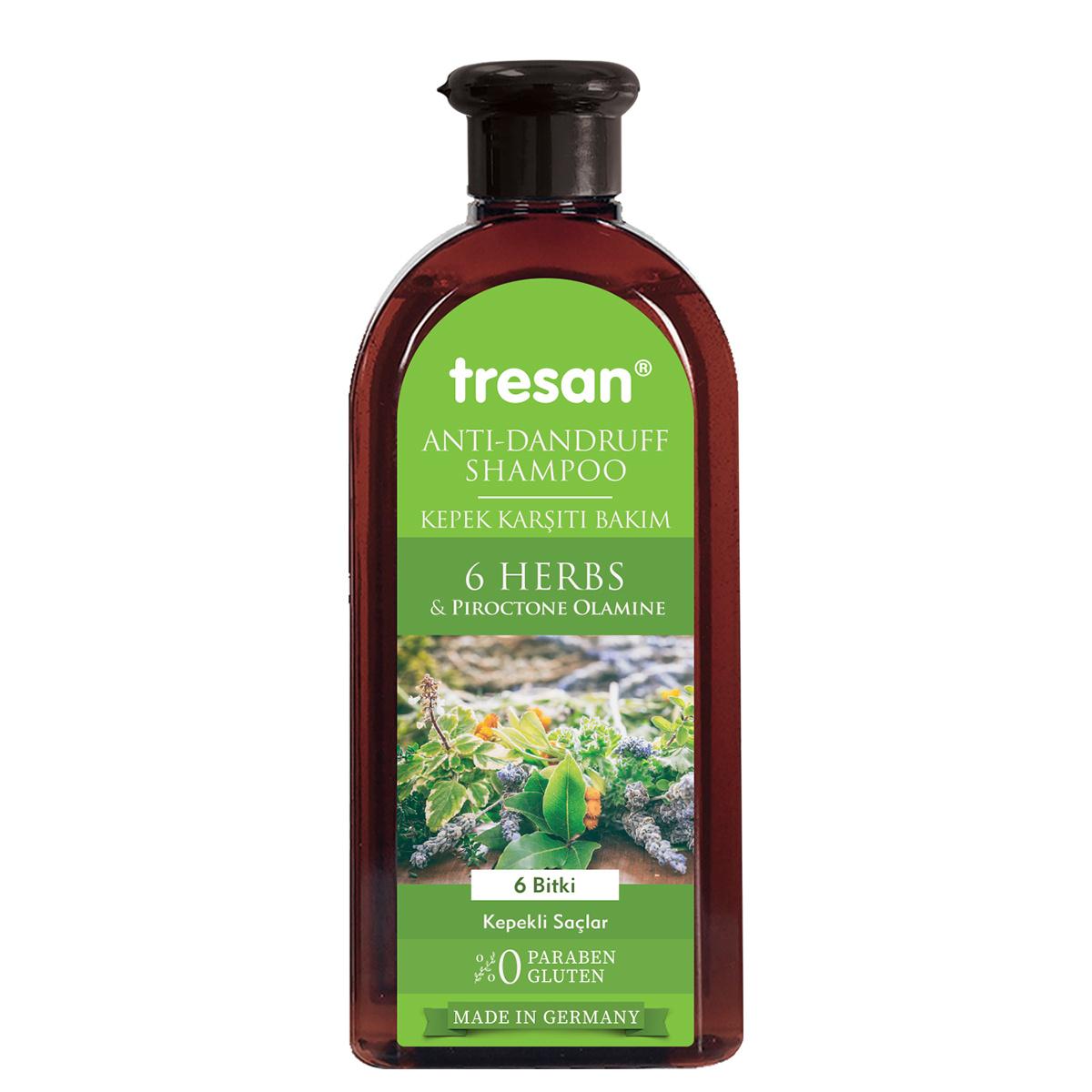 Tresan Anti-Dandruff Shampoo: 6 Plant Extracts & Piroctone Olamine - Balances Scalp Oil, Adds Shine (10.14 fl oz)