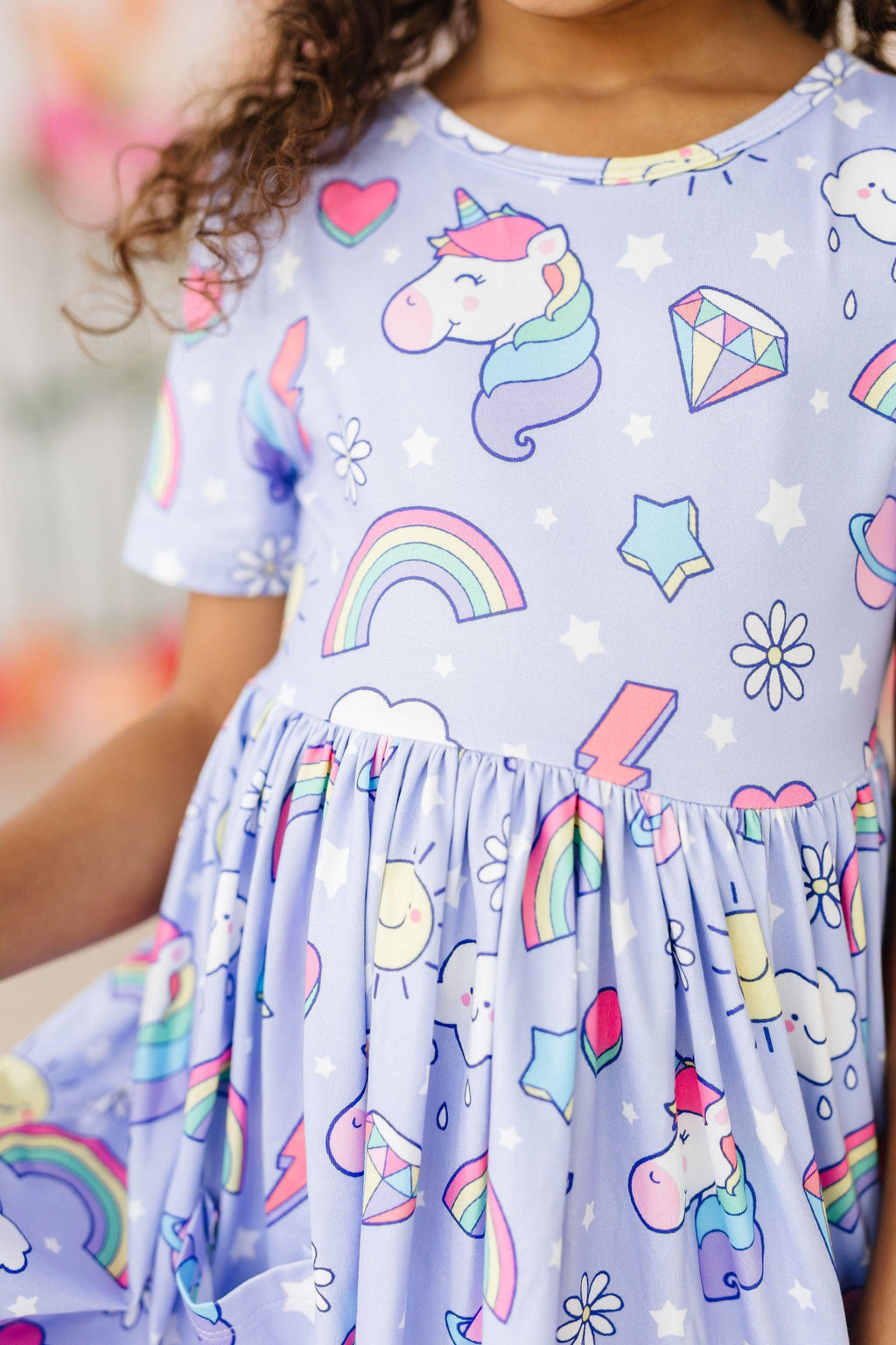 Mila & Rose ® Galactic Unicorns S/S Pocket Twirl Dress — detail close-up