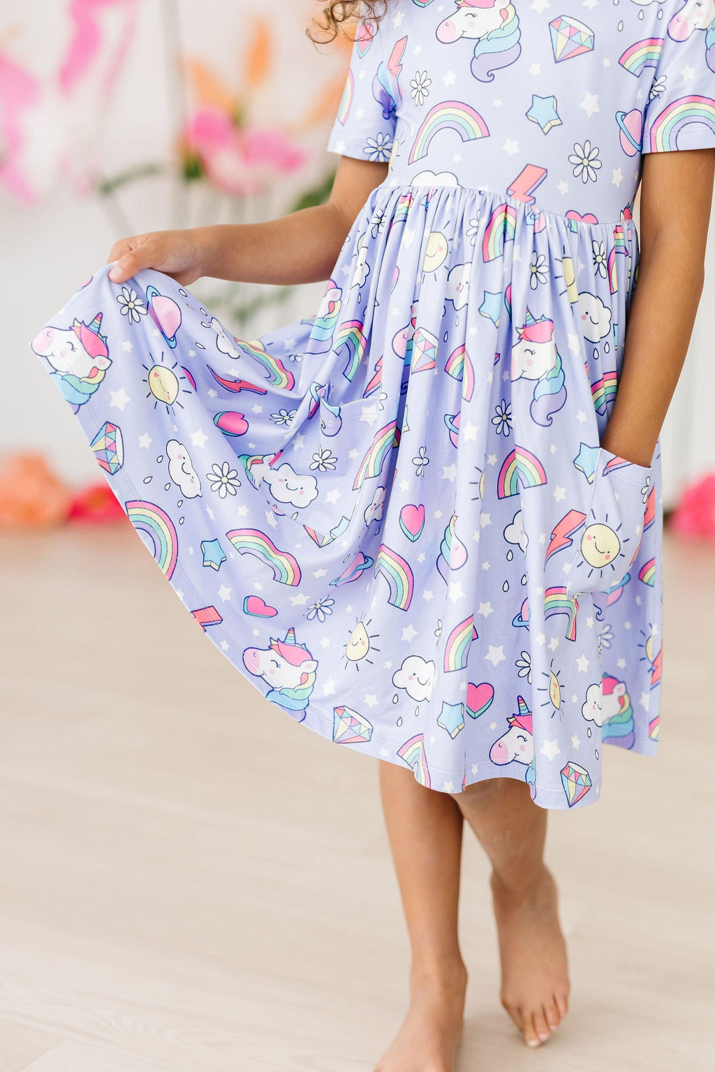 Mila & Rose ® Galactic Unicorns S/S Pocket Twirl Dress — lifestyle context