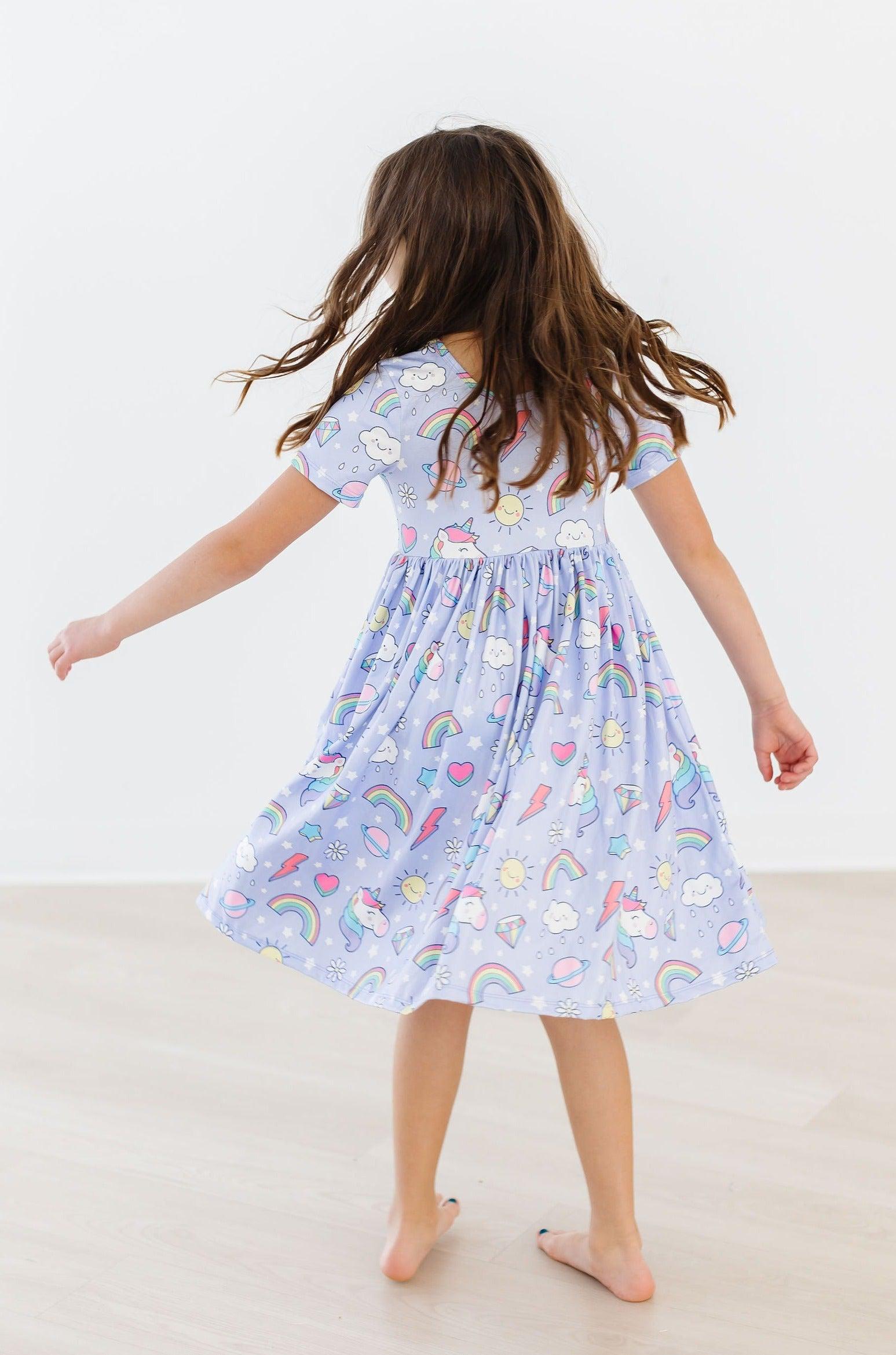 Mila & Rose ® Galactic Unicorns S/S Pocket Twirl Dress — color detail