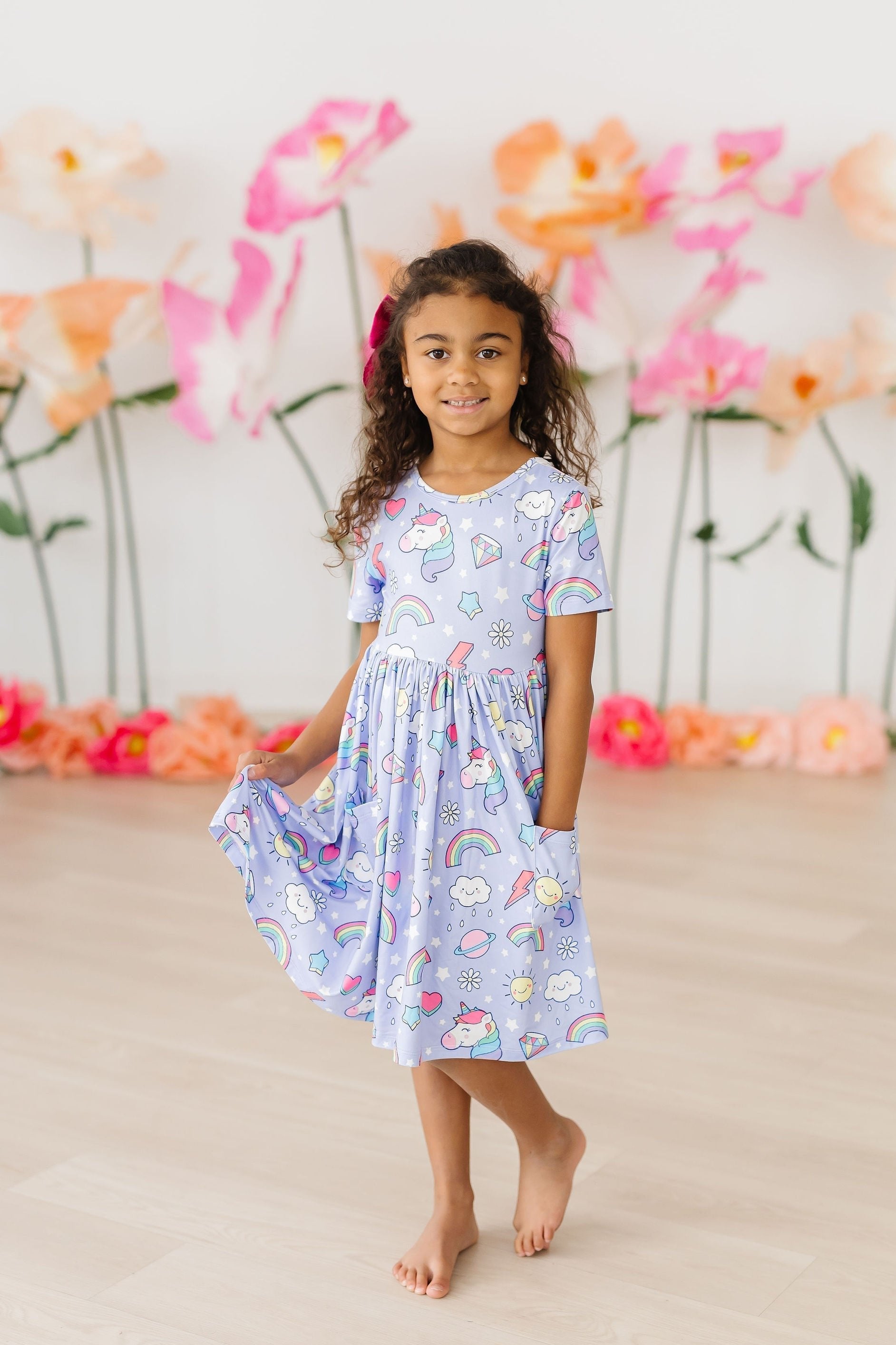Mila & Rose ® Galactic Unicorns S/S Pocket Twirl Dress — main product shot