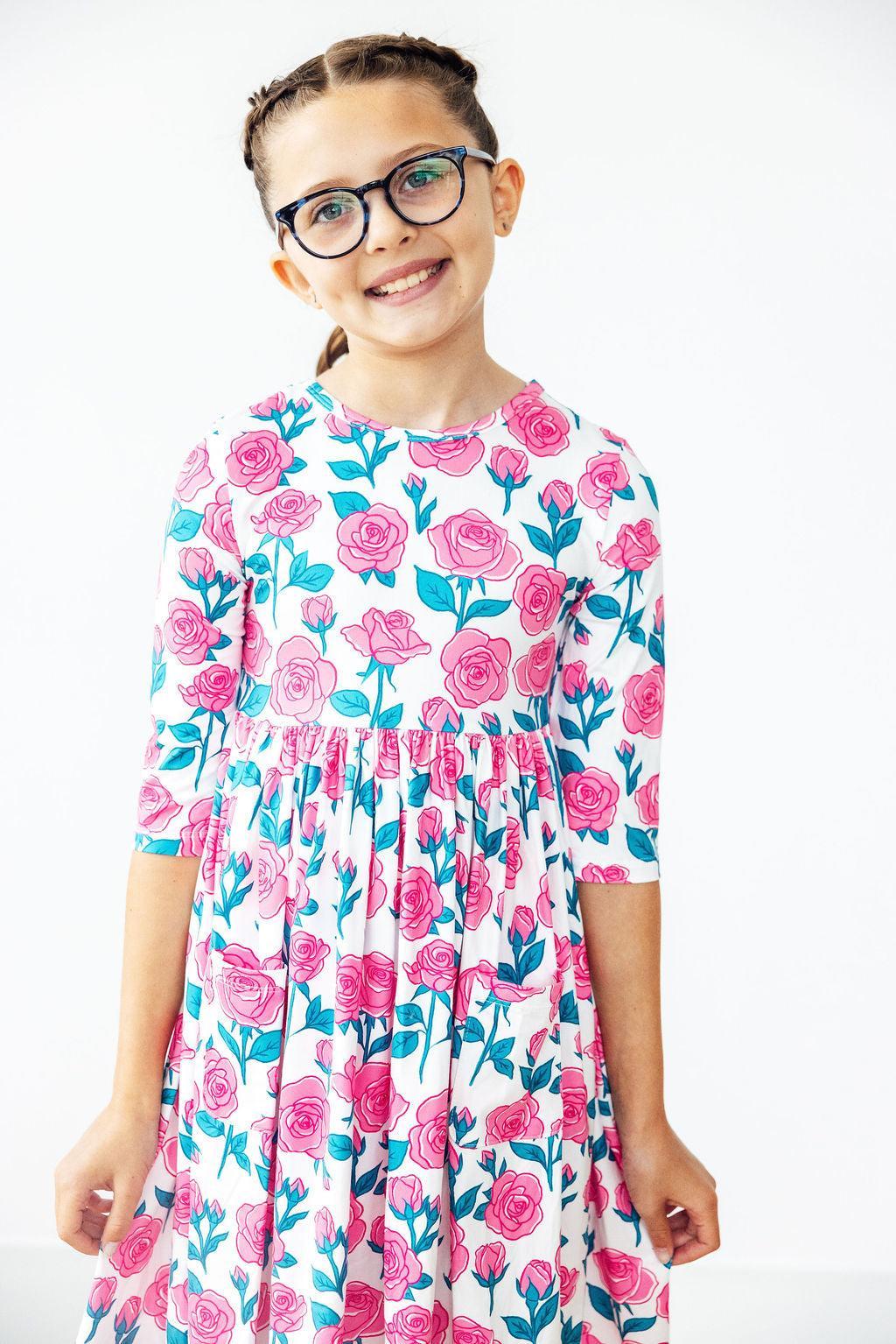 Mila & Rose ® SALE Garden Glow 3/4 Sleeve Pocket Twirl Dress — lifestyle context