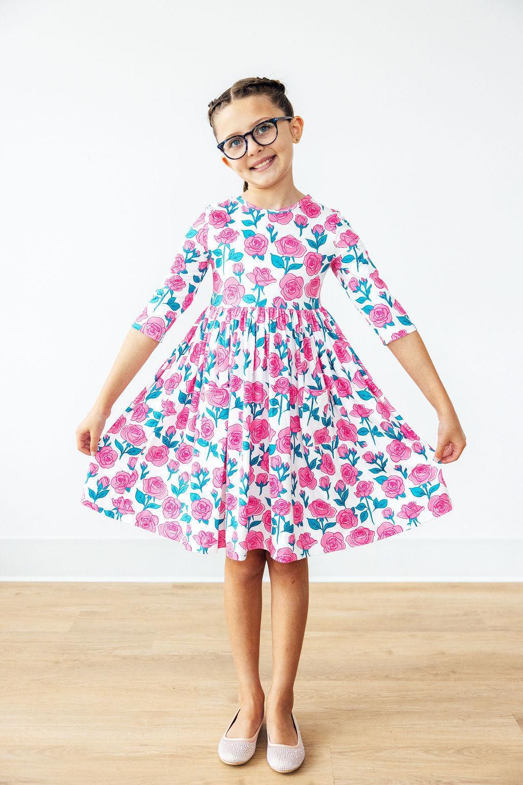 Mila & Rose ® SALE Garden Glow 3/4 Sleeve Pocket Twirl Dress — main product shot