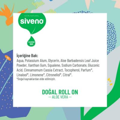 Siveno Aloe Vera Roll-On Deodorant: Natural, Soothing, & Refreshing Underarm Care for Sensitive Skin - Aluminum & Paraben Free