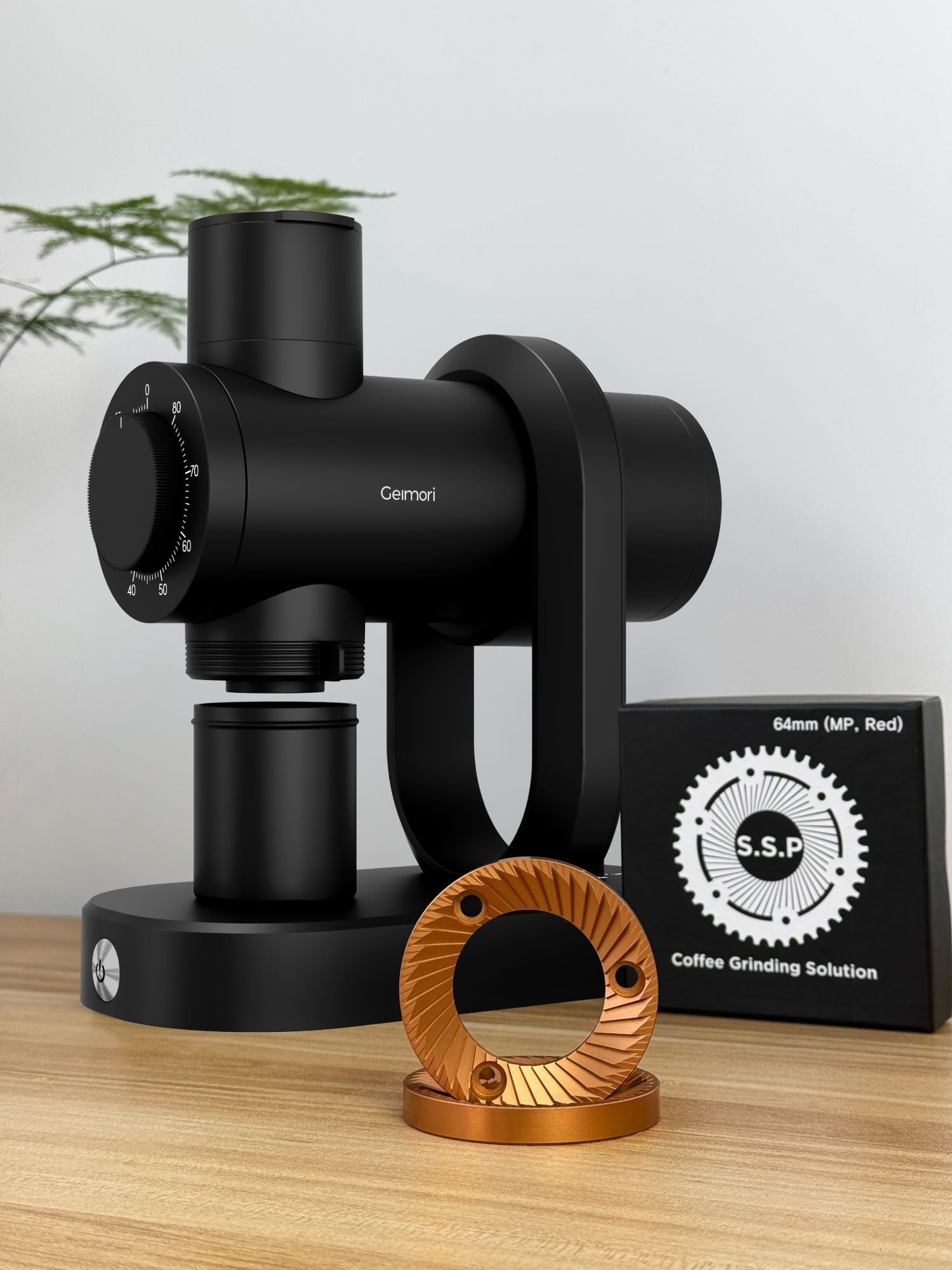 Geimori GU64 Gen2 Single Dose Coffee Grinder with 64mm Flat Burr, Anti-Static Design, Stepless Adjustment, Adjustable RPM, Ze