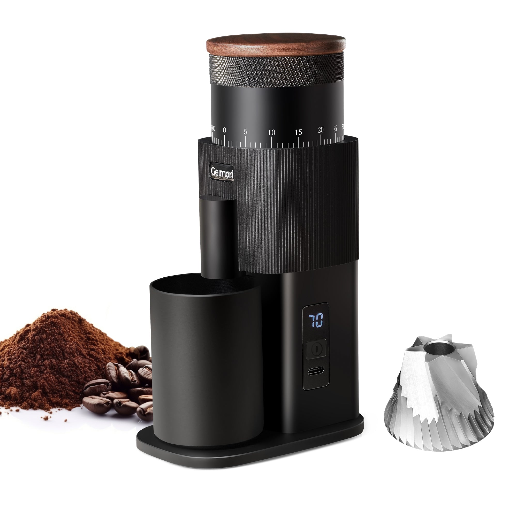 Geimori T38-The True Pro Grade Portable Coffee Grinder with 38mm Conical Burrs, 3600mAh Batteries, Stepless Grind Settings – 