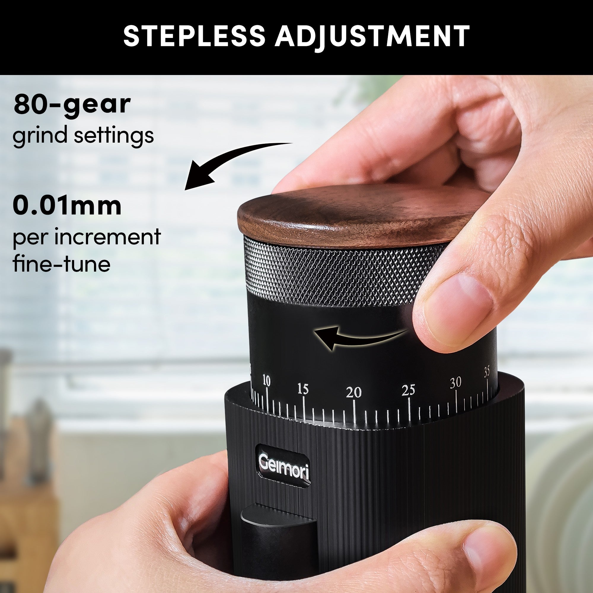 Geimori T38-The True Pro Grade Portable Coffee Grinder with 38mm Conical Burrs, 3600mAh Batteries, Stepless Grind Settings – 