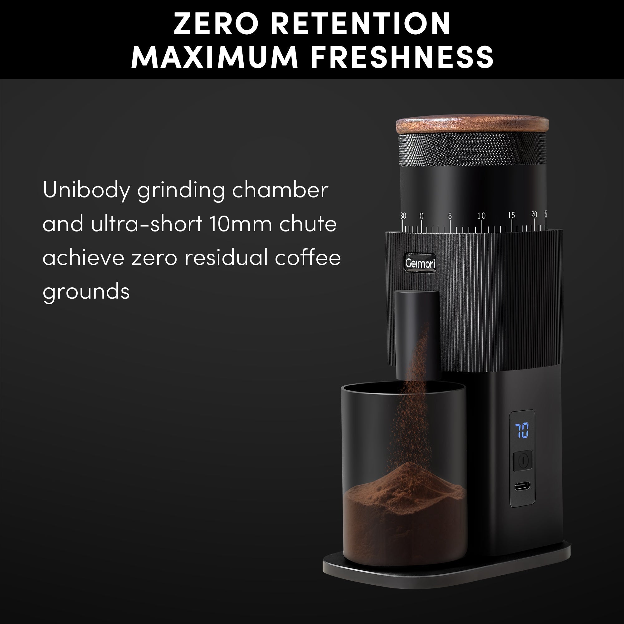 Geimori T38-The True Pro Grade Portable Coffee Grinder with 38mm Conical Burrs, 3600mAh Batteries, Stepless Grind Settings – 