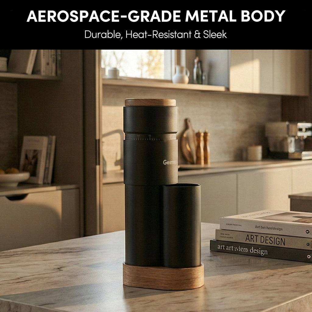 Geimori T38 Plus-The True Pro Grade Portable Coffee Grinder with 38mm Conical Burr, Anti-Static Tech, Stepless Grind Settings