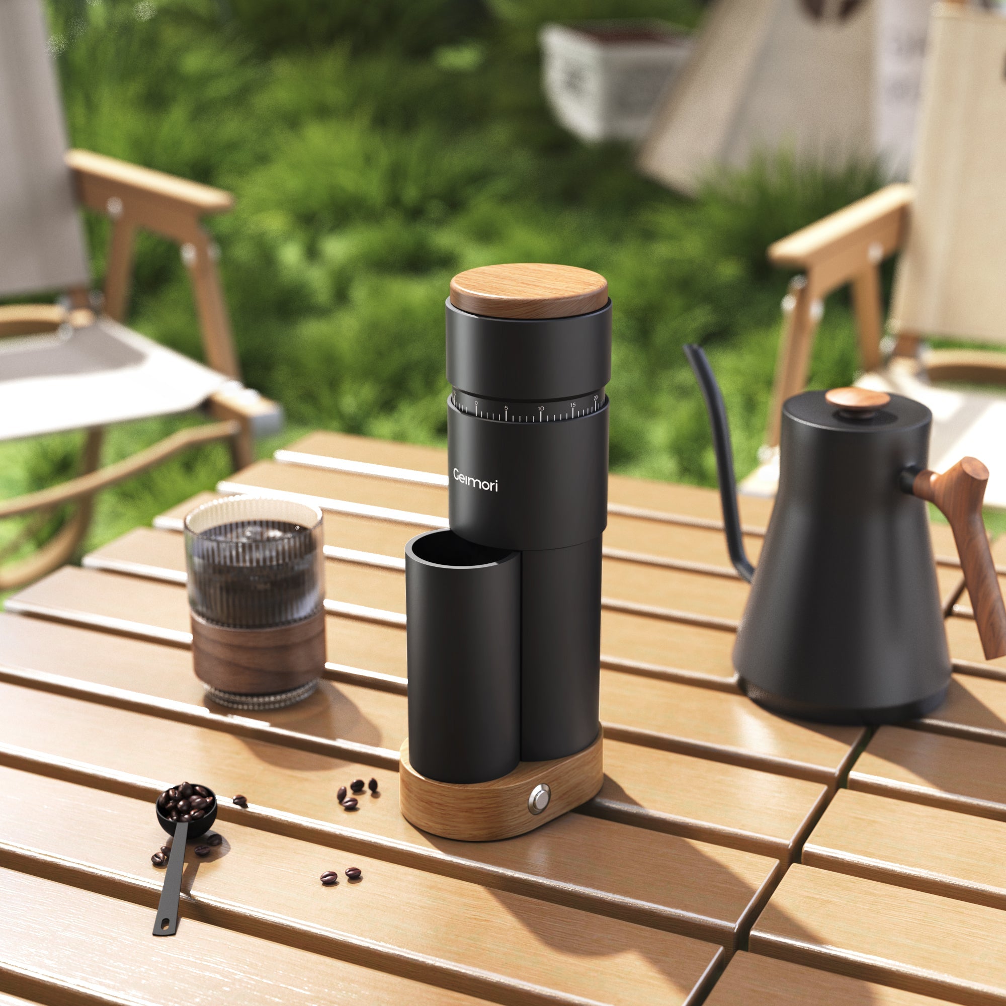 Geimori T38 Plus-The True Pro Grade Portable Coffee Grinder with 38mm Conical Burr, Anti-Static Tech, Stepless Grind Settings