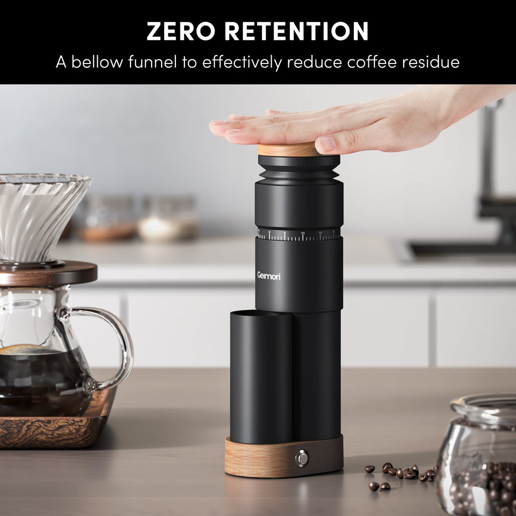 Geimori T38 Plus-The True Pro Grade Portable Coffee Grinder with 38mm Conical Burr, Anti-Static Tech, Stepless Grind Settings