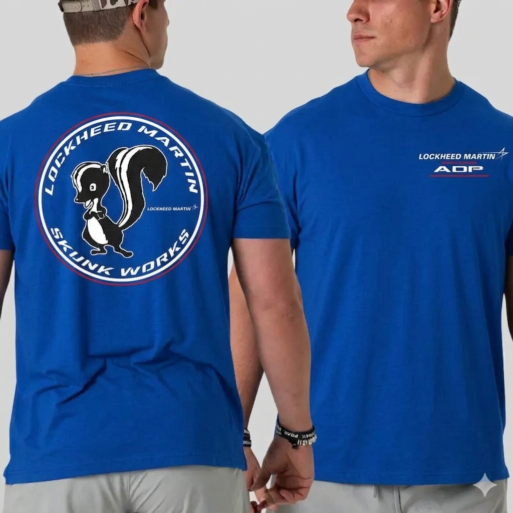 Lockheed Martin Skunk Works T-Shirt – 2-Sided Classic Skunk Logo Graphic Tee