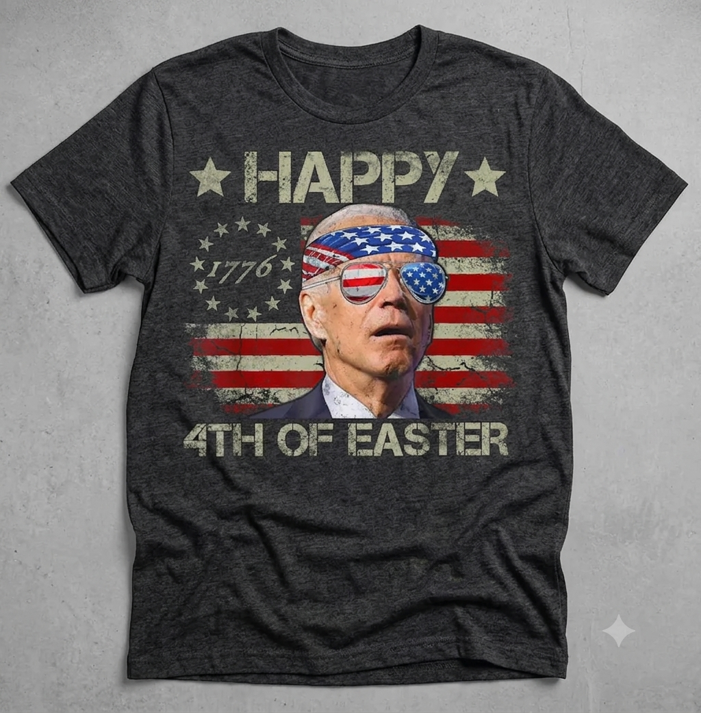 250th Anniversary Funny Joe Biden 4th of July T-Shirt – Happy 4th Of Easter Retro US Flag Unisex Graphic Tee